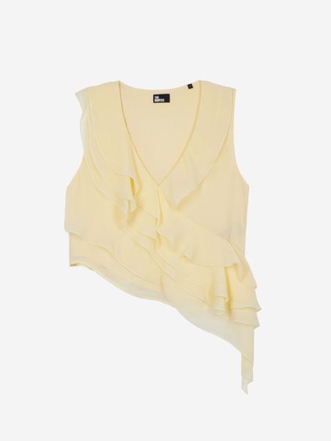 The Kooples YELLOW RUFFLED TOP