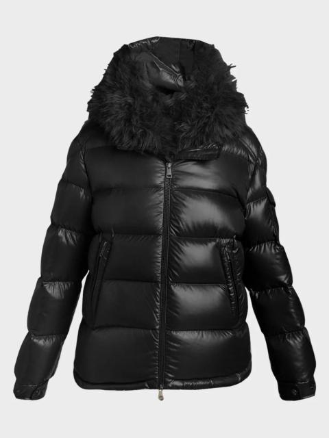 Moncler Hypolais Short Down Jacket with Faux Fur