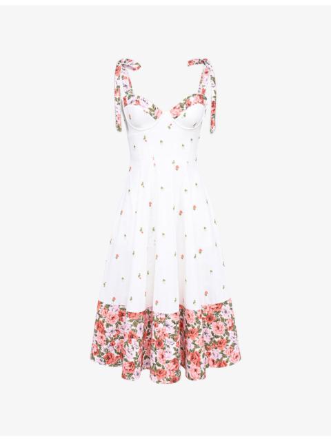 House of CB Emely Floral-Print Cotton Midi Dress
