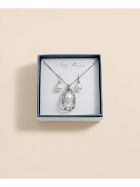 Brooks Brothers Orbital Interlocking Faux- Pearl and Crystal Set