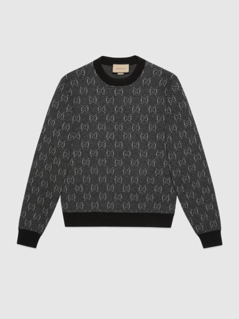 GUCCI GG flocked print cotton fleece sweatshirt | REVERSIBLE