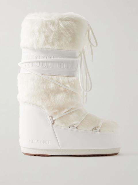 MOON BOOT Icon faux fur and faux leather snow boots White