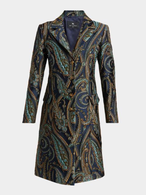 Etro Paisley Jacquard Single-Breasted Long Coat