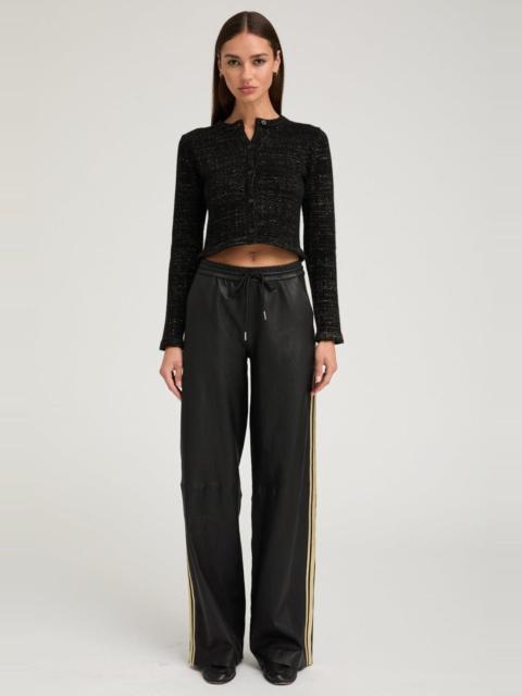 BLACK & GOLD LEATHER BAGGY ATHLETIC PANTS