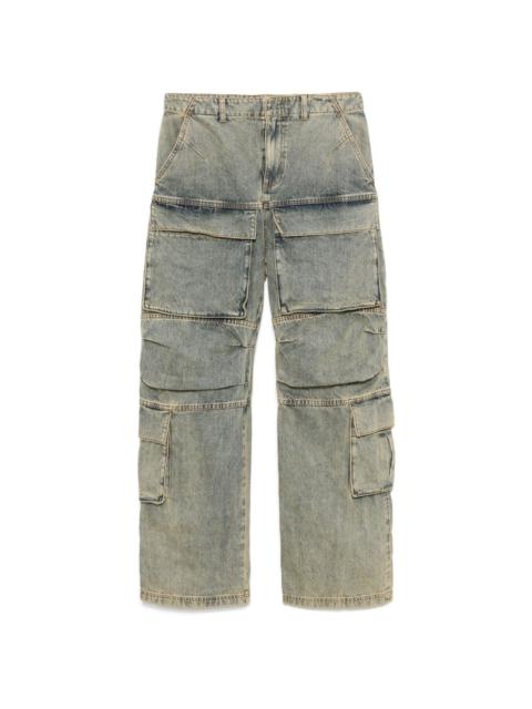 acid-wash cargo jeans