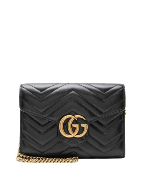 GUCCI Gucci Black Matelasse Leather GG Marmont Wallet on Chain (Authentic Pre-Loved)