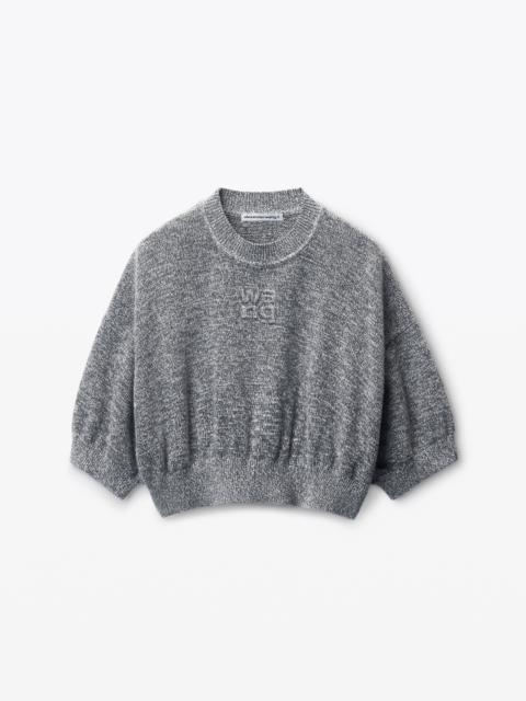 Alexander Wang high-frequency logo-embossed cropped tee in cotton-wool