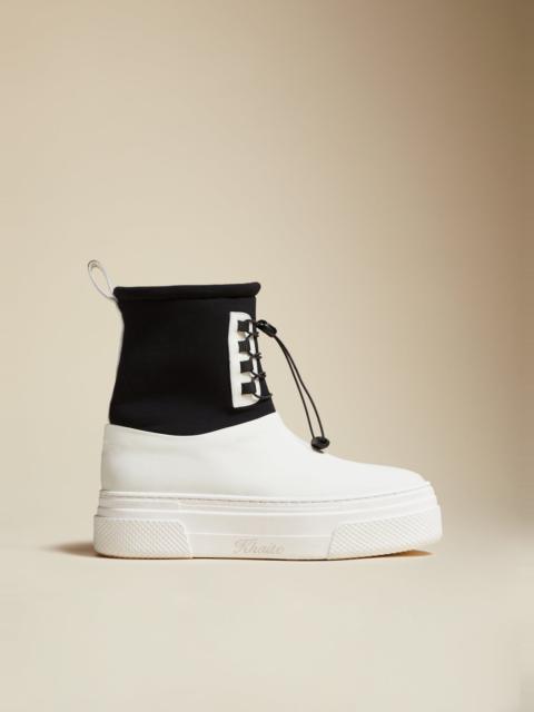 KHAITE The Culver Boot in Off-White and Black