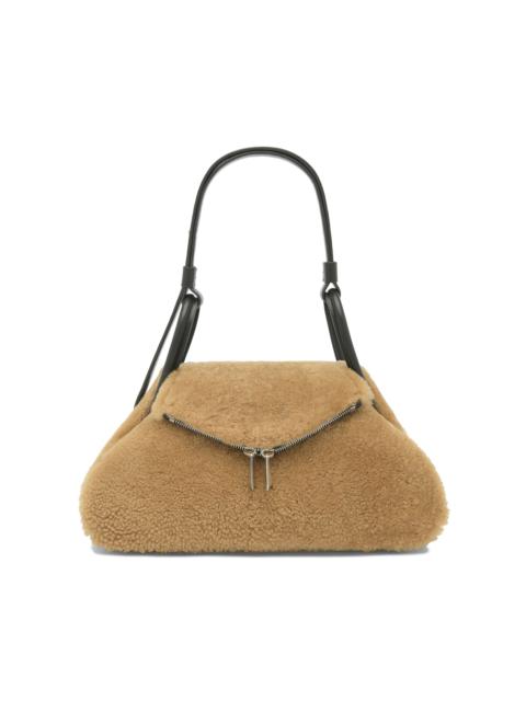 Amina Muaddi Gemini Shearling Bag brown