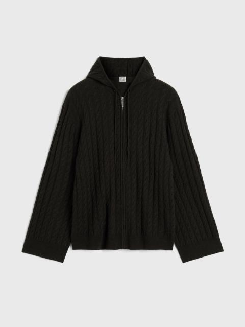 Cable knit hoodie espresso