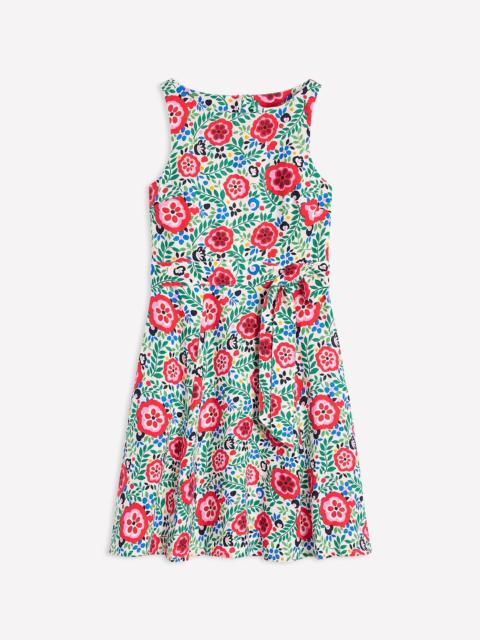 BODEN Anya Sleeveless Linen Dress-Multi, Foliage Scatter
