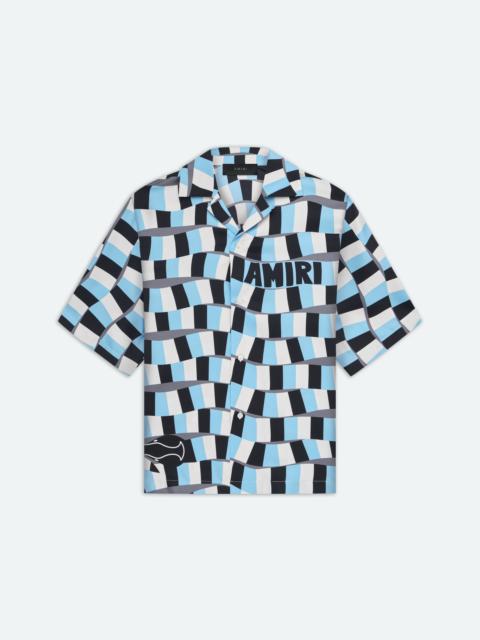 AMIRI SNAKE CHECKER BOWLING SHIRT