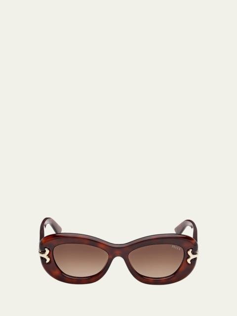 PUCCI Filigree Acetate Round Sunglasses