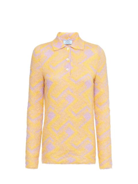 Prada Slim-fit mohair jacquard polo shirt