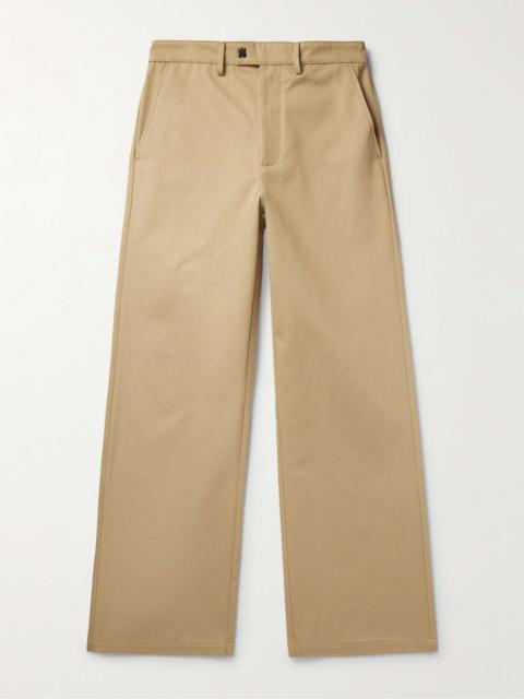 Wide-Leg Logo-Embroidered Cotton-Drill Chinos