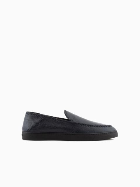 GIORGIO ARMANI Galleria 3 deerskin slip-ons with threading