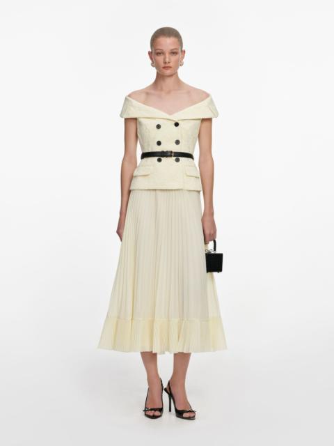 self-portrait Yellow Lace Chiffon Midi Dress