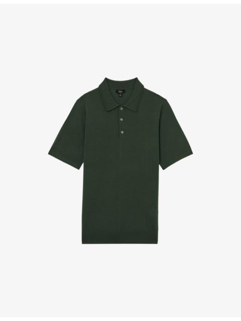 REISS Manor Half-Button Short-Sleeve Merino-Wool Polo Shirt