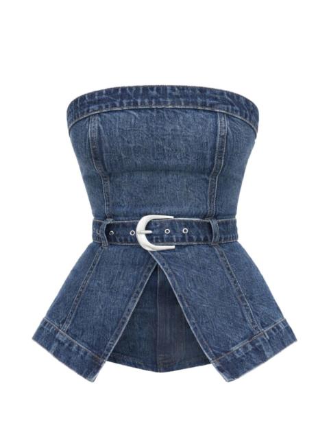 Reformation collins belted denim top