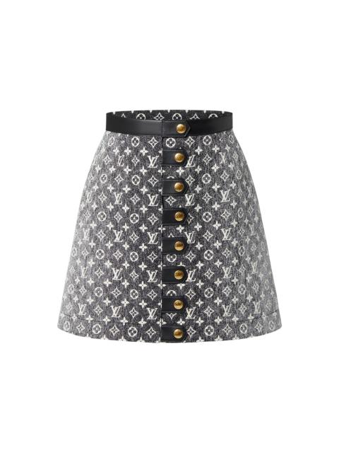 Louis Vuitton Monogram Denim Button Tab Skirt