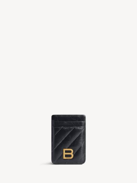 BALENCIAGA Women's Crush Magnet Card Holder Quilted in Black