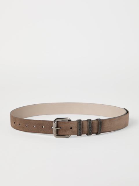 Brunello Cucinelli Suede belt with shiny loops