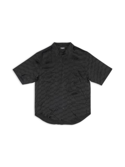 BALENCIAGA Men's Bb Monogram Minimal Short Sleeve Shirt  in Black