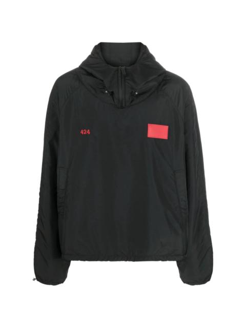 logo-patch drawstring hooded jacket