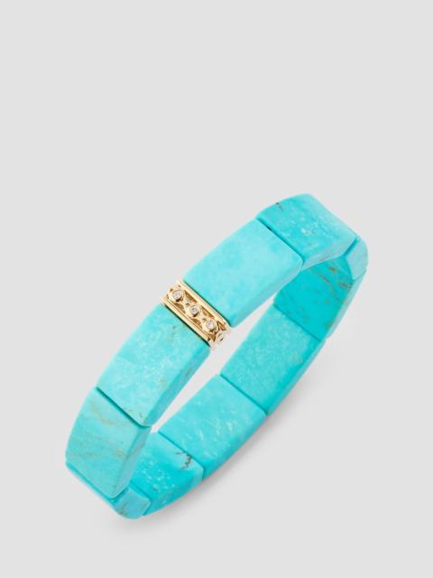 SYDNEY EVAN Women's 14K Yellow Gold, Turquoise & 0.03 TCW Diamond Beaded Stretch Bracelet - Blue