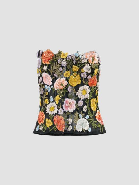 CAROLINA HERRERA Women's Beaded & Floral-Embroidered Strapless Top - Black Multi
