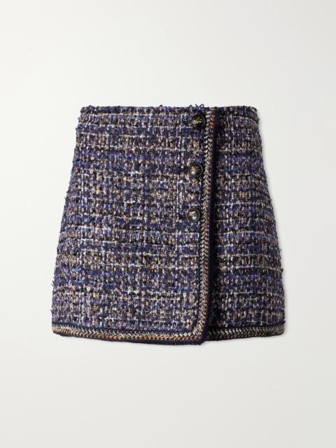 Etro Wrap Button Tweed Mini Skirt