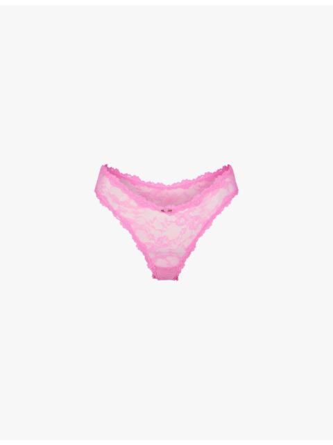 SKIMS Dipped Stretch-Lace Thong