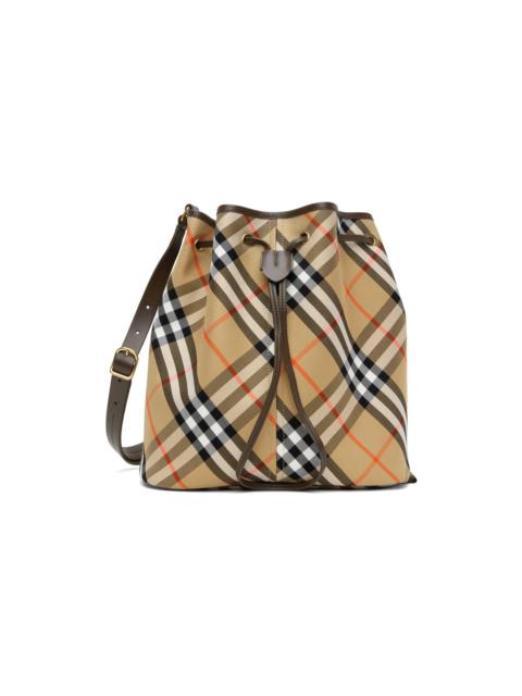 Burberry Beige Jacquard Check Drawstring Bucket Bag