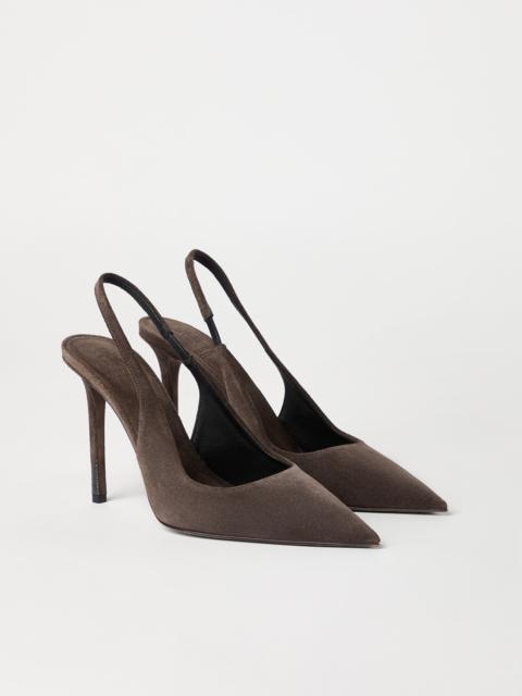 Brunello Cucinelli Suede slingback heels with shiny detail