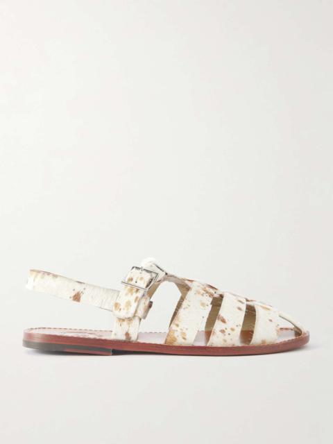 Grenson Quincy Cow-Print Calf Hair Fisherman Sandals