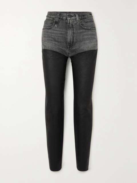 R13 Courtney Chaps Denim And Leather Slim-leg Jeans