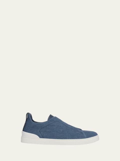 ZEGNA Men's Triple Stitch Linen Slip-On Sneakers