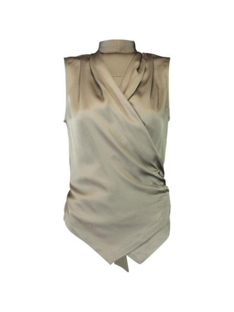 Brunello Cucinelli wrap sleeveless blouse