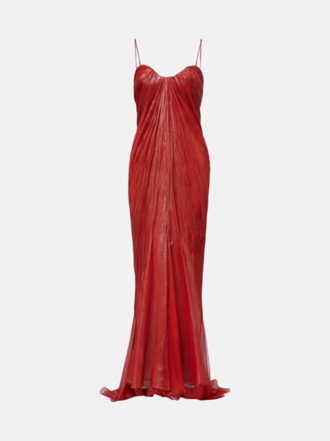 MARIA LUCIA HOHAN Victoria pleated silk muslin bustier gown