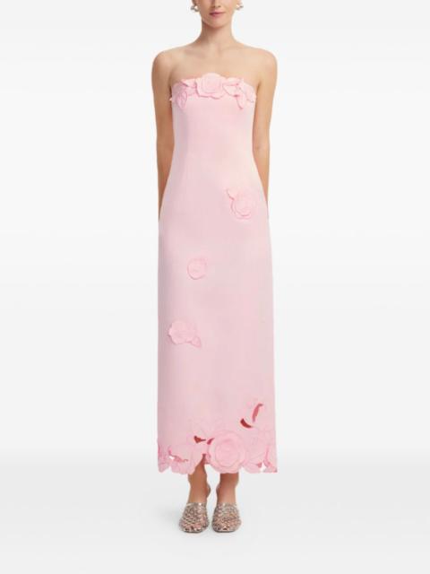 LEO LIN floral appliqué strapless dress