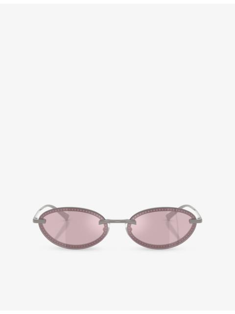 JIMMY CHOO JC4020B Oval-Frame Metal Sunglasses