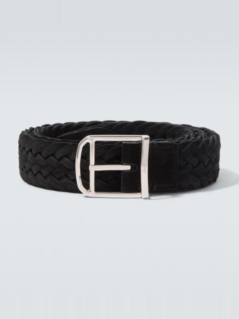 Brioni Braided suede belt