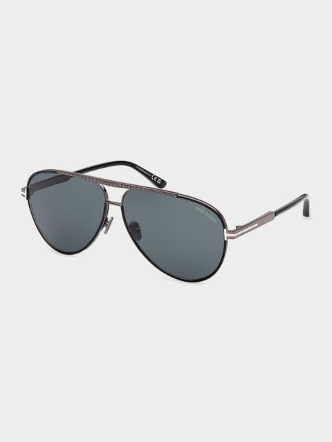 TOM FORD Men's Rupert 02 63mm Metal & Acetate Aviator Sunglasses