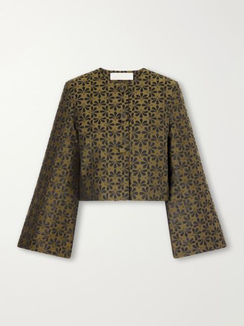 DESTREE Ruby cropped floral-jacquard cotton-blend twill jacket Multi