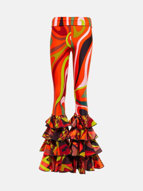 PUCCI Ruffled printed jersey pants