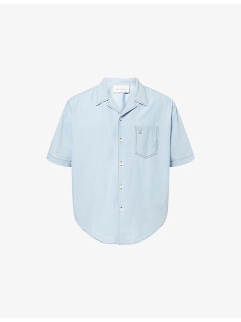 AMI Paris Logo-Embroidered Cotton Shirt