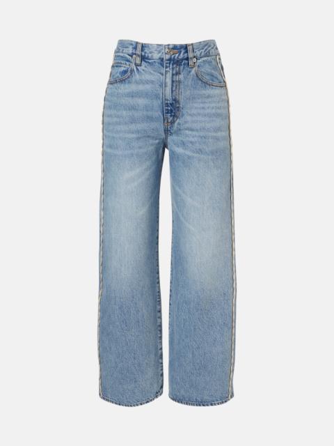 FRAME Crochet Bow cropped wide-leg jeans