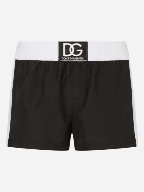 Dolce & Gabbana Two-tone short swim trunks with DG patch