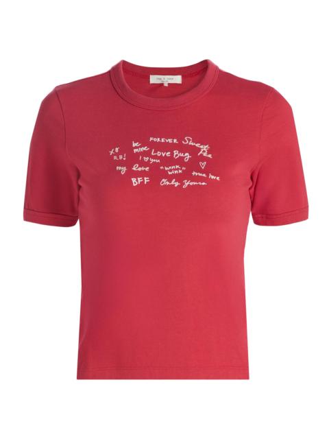 rag & bone Women's Sweetheart Phrases Ringer T-Shirt - Muted Red
