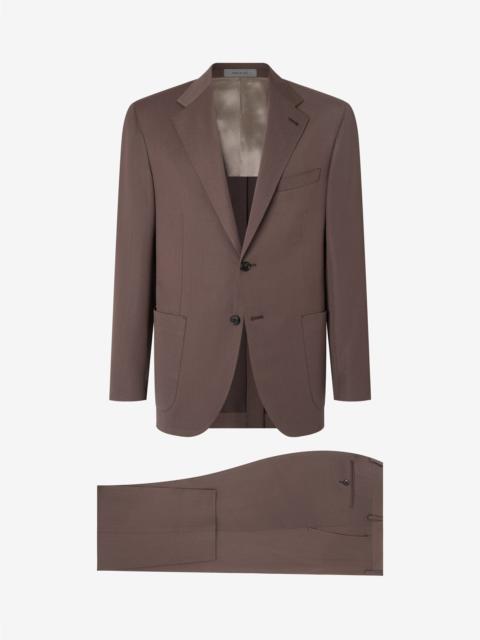 CORNELIANI Brown wool and silk gabardine suit